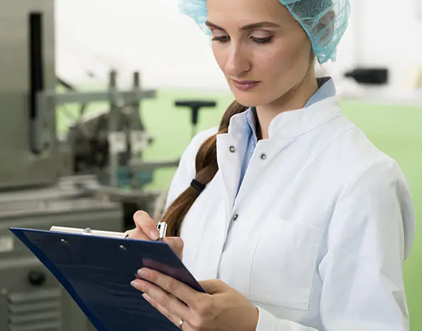 Portrait of woman inspector during quality control in factory