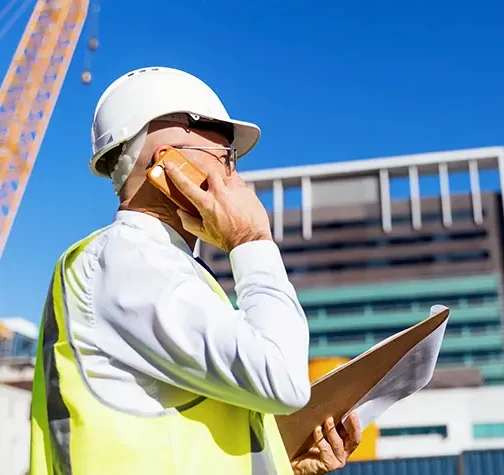 engineer on phone on building site